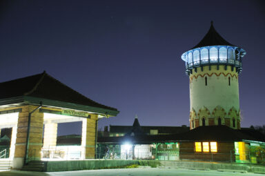 Riverside Water Tower at Night