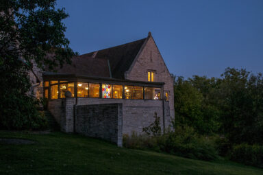 Maureen Rafa in the Library Wide Shot